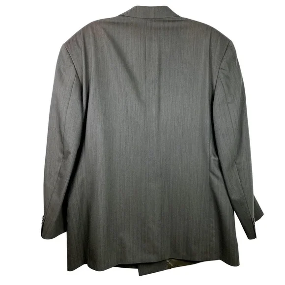 Vtg 80s Nino Cerruti 44R Blazer Wool Gray Double Breasted Suit Jacket Sport Coat